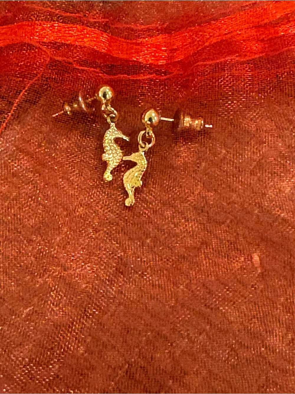 Gold Seahorse Drop Stud Earrings - Women's Jewelry